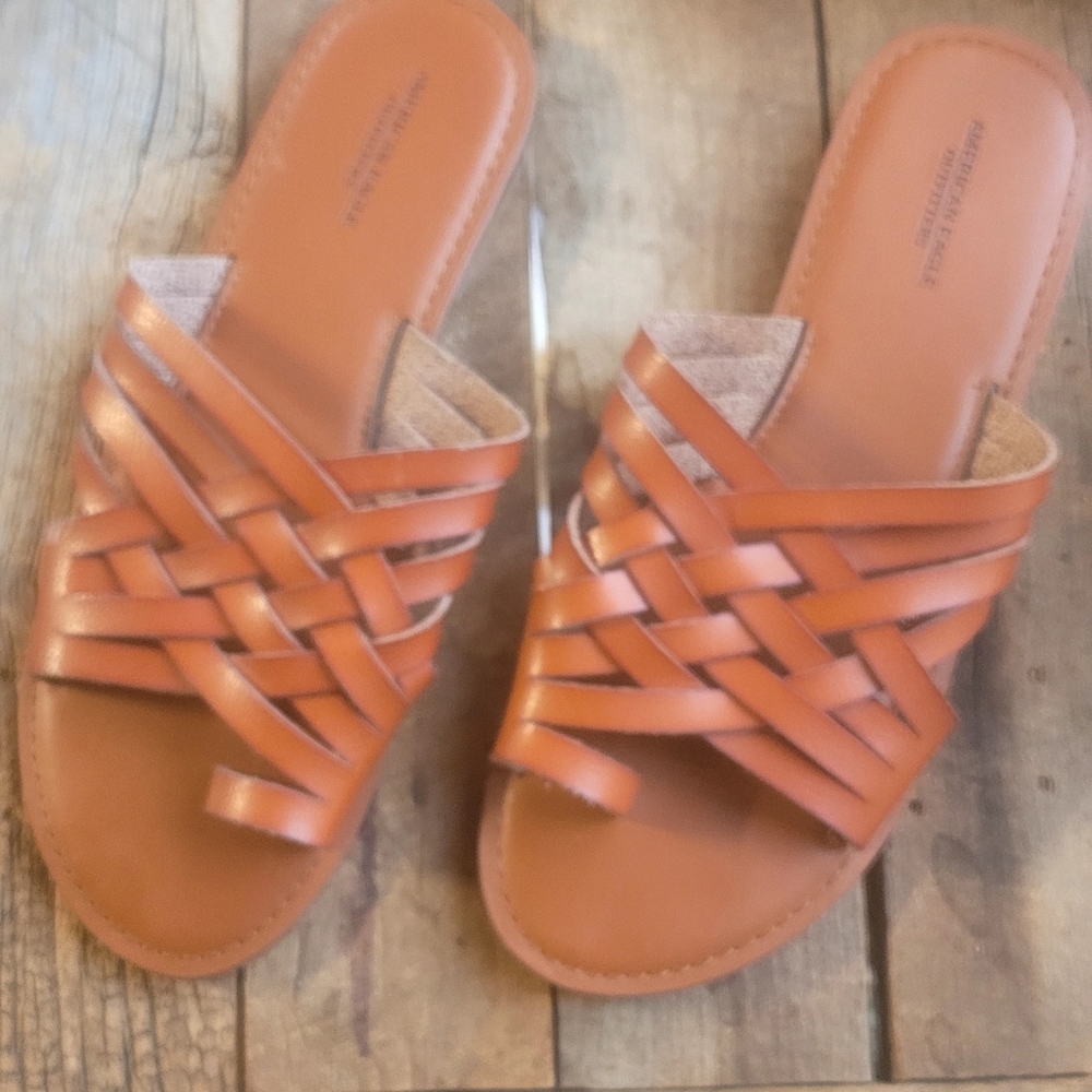 ❤️Like New🤍 size 8 Brown leather strappy sandals American Eagle Outfitters